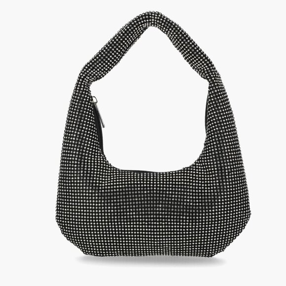 Jessica McClintock Handbags - Jessica McClintock Ada Crystal Hobo Bag Silver and Black New